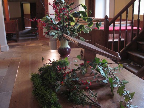 East church, Cromarty, Christmas holly